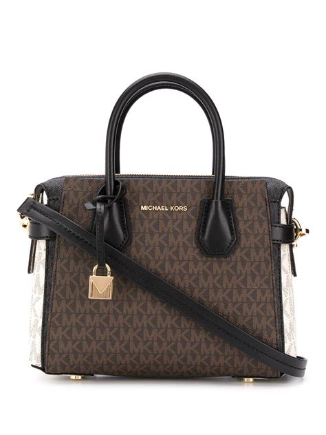 michael michael kors mercer small logo belted satchel